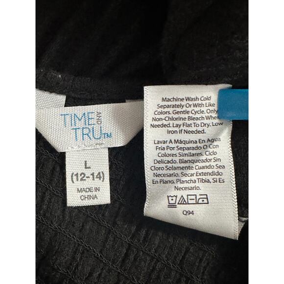 Time Tru Blouse Top Black XL Large Relaxed fit Soft Pleats Flutter Sleeve Boho - Picture 7 of 9